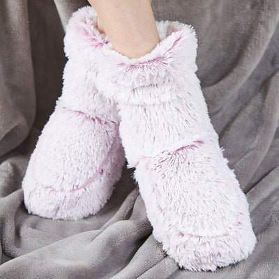 Warmies® Fully Microwaveable Plush Boots Marshmallow Pink, Heatable Soft Cuddly Boots With Relaxing Lavender Scent