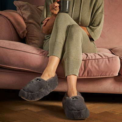Pantofole Warmies® Luxury Grigio Acciaio